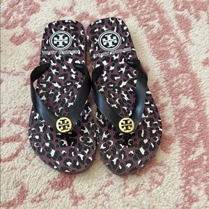 Tory Burch Leopard Print Flip Flops